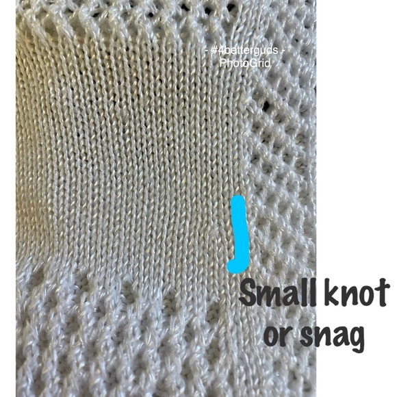 Cache Open Weave See Through Deep V Front & Back Cotton Blend Sweater Top LG - Picture 9 of 13